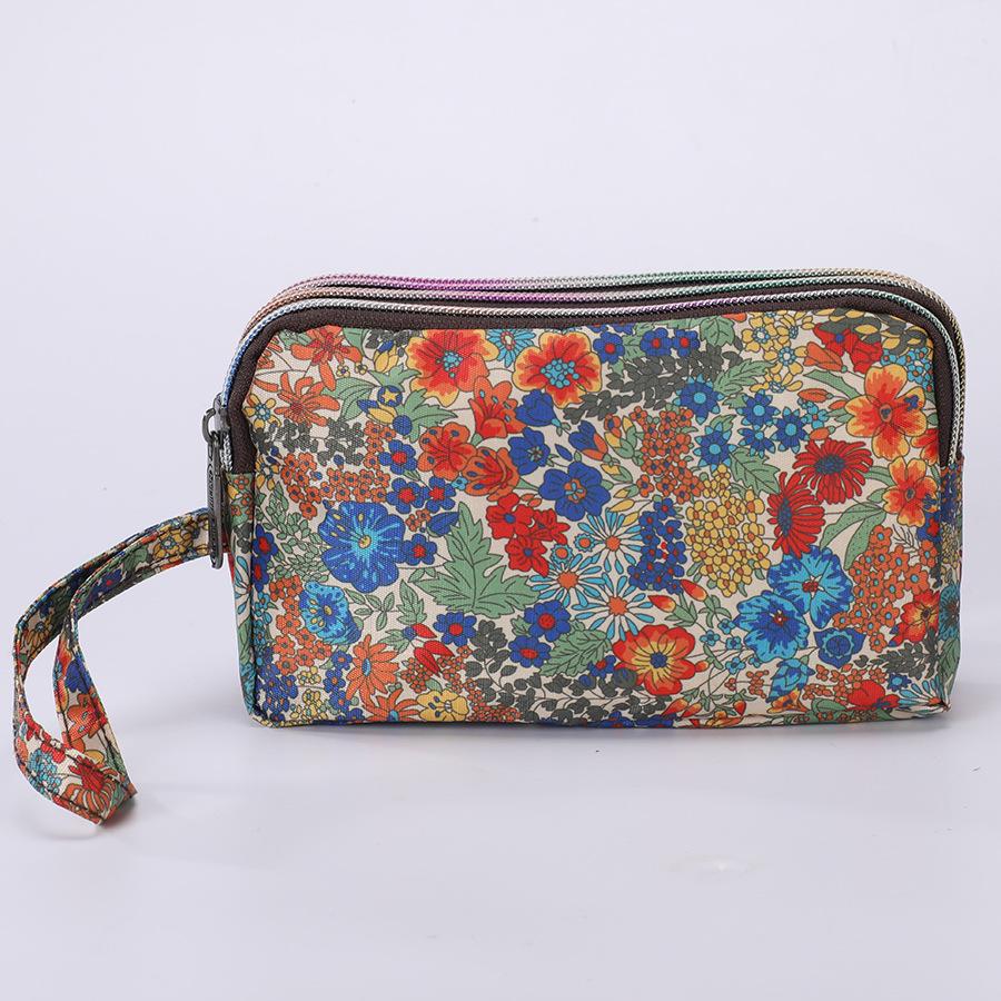 Women's Canvas Art Clutch: Three-Layer Long Wallet, Large Capacity Handbag, Key & Coin Purse, Casual Phone Bag