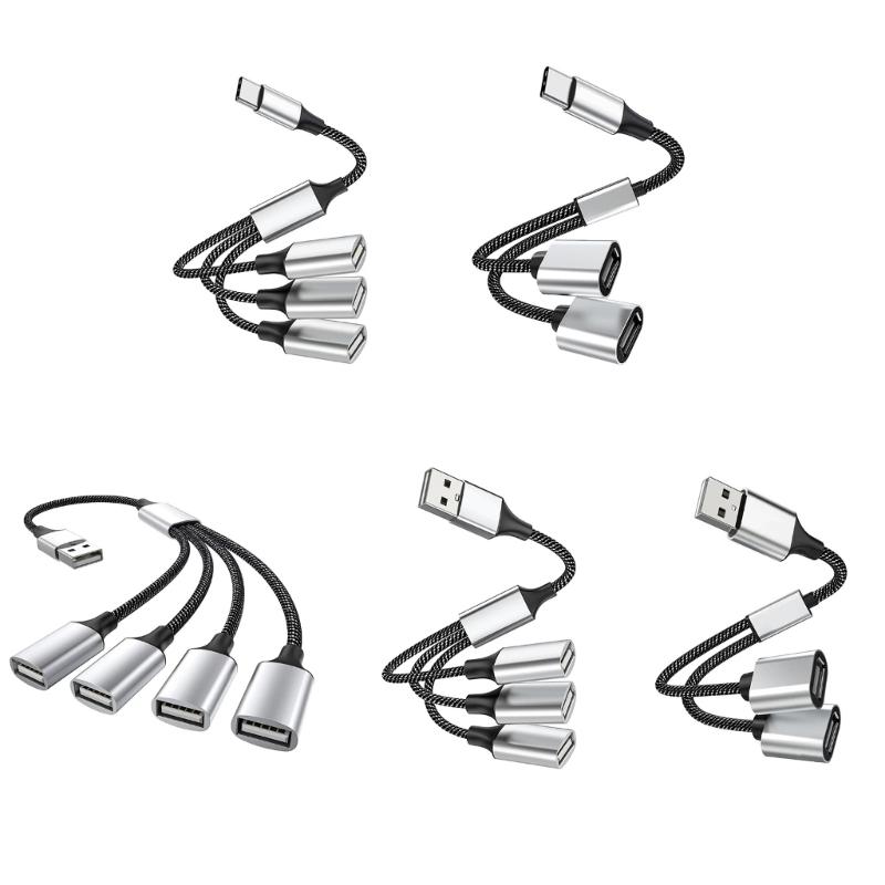 USB Splitter Cable,USB/Type C Male to 2/3 Female Extension Cord Connector,USB Port Hub Data&Charger Power Split Adapter