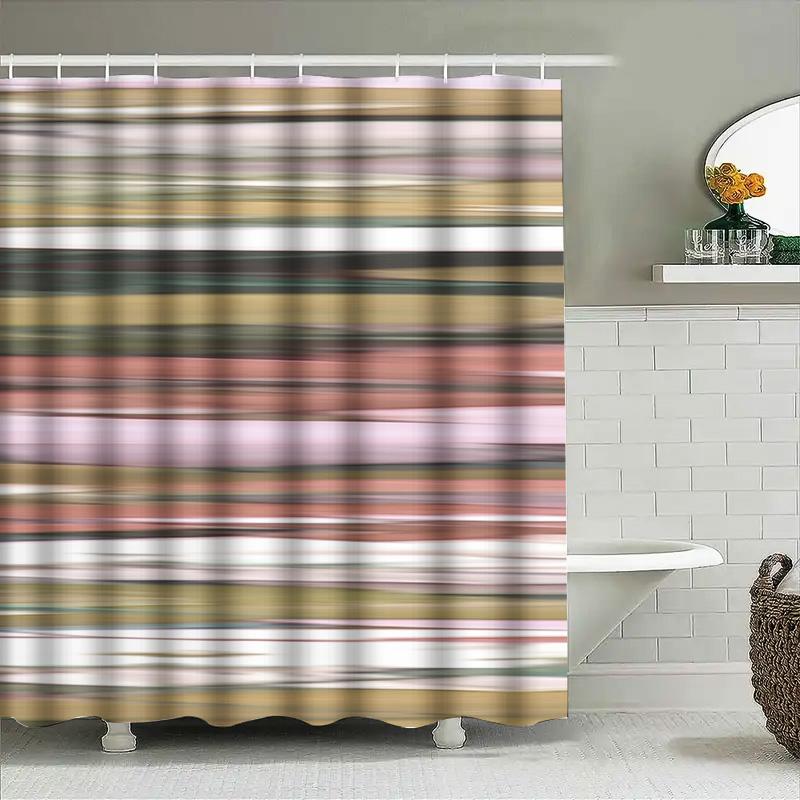 Mehrfarbiger Duschvorhang mit Streifenmuster, Wasserdichtes Gewebe, Badezimmer-Dekorationsartikel für die Heimdekoration (180X240Cm) Perfekt A