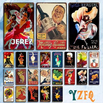 Spanish Italy Wine Drink Plaque Metal Vintage Poster For Wall Bar Home Art Decoration Cuadros 30X20CM DU-10765B
