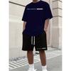 2026 Casual Men's Set Summer Apparel Color-Blocked Short-Sleeve Top Relaxed Drawstring Shorts Stylish Streetwear Ensemble