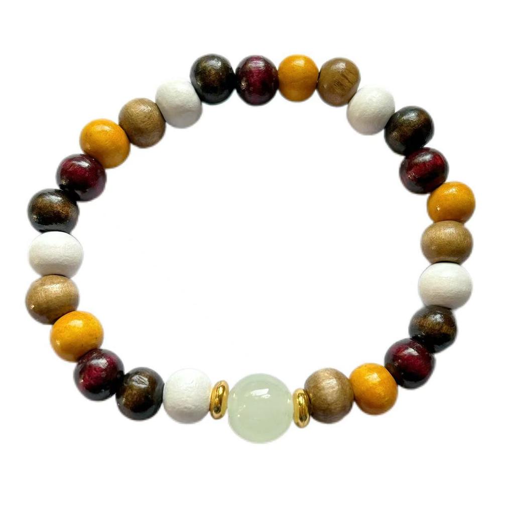 Coconut Shell Wood Chip Turquoise Cross Bracelet Men's Hip Hop Handmade Beaded Elastic Wood Bracelet