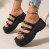Fashion 2025 Summer Outdoor Open Toe Women’s Platform Slippers Crystal Buckle Flat with Slippers for Daily Comfortable Casual Sandals