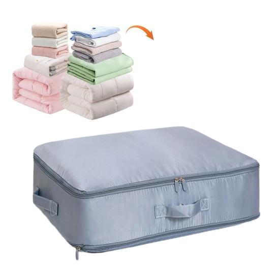 Selbstkomprimierende Aufbewahrungstasche mit Griff und Reißverschluss, großes Fassungsvermögen, leicht zugänglich, Organizer-Tasche für Kleidung und Decken zum Bewegen