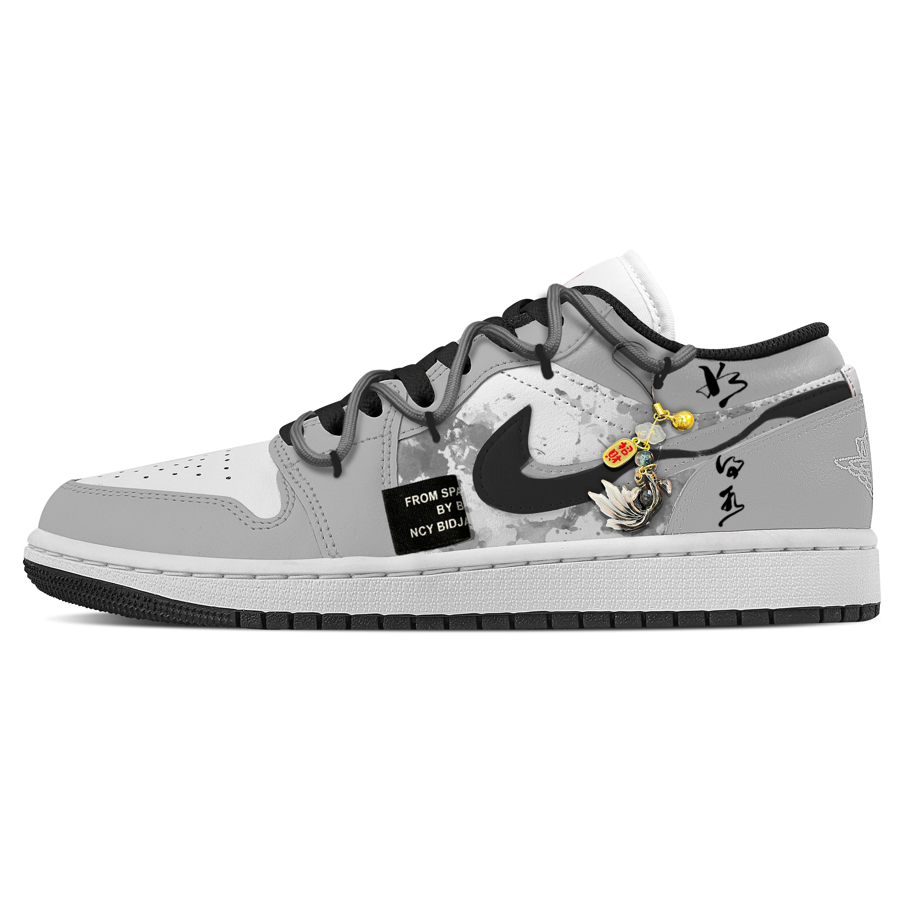 

Jordan Air Jordan 1 Cloud Clear Abrasion Resistant Low top Vintage Basketball Shoes Men s Gray White 553558-165(Team529-) 40