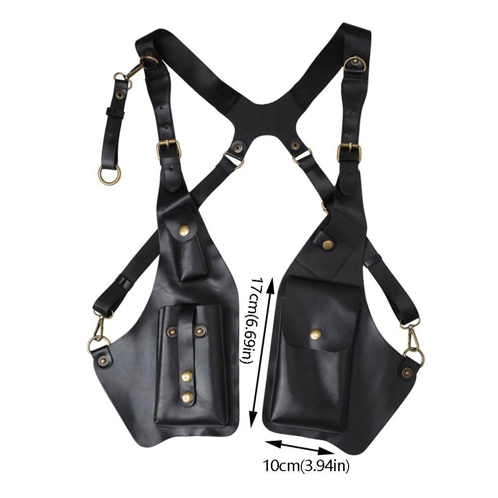 Retro Steampunk Shoulder Harness Bag Vintage Anti-Theft Mobile Phone Purse Double Phone Case Practical Vintage Underarm Bag