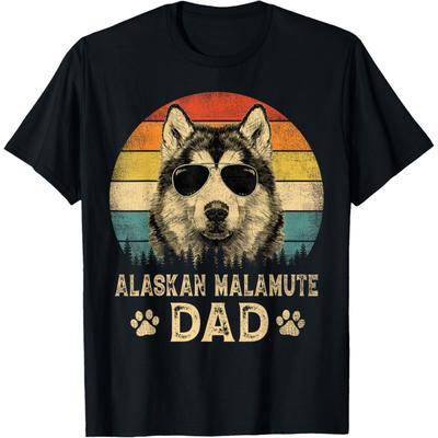 Vintage Alaskan Malamute Dad Dog Lovers Father's Day Tee T-Shirt