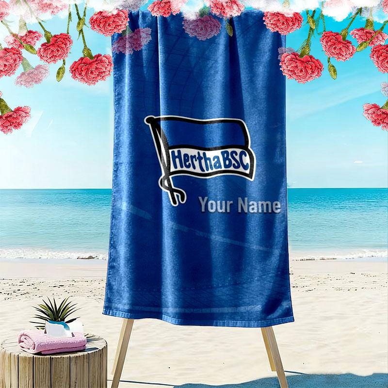 Hertha BSC Custom Name Print Beach Towel, Large Soft Quick Dry Towel for Beach Camping Swimming
