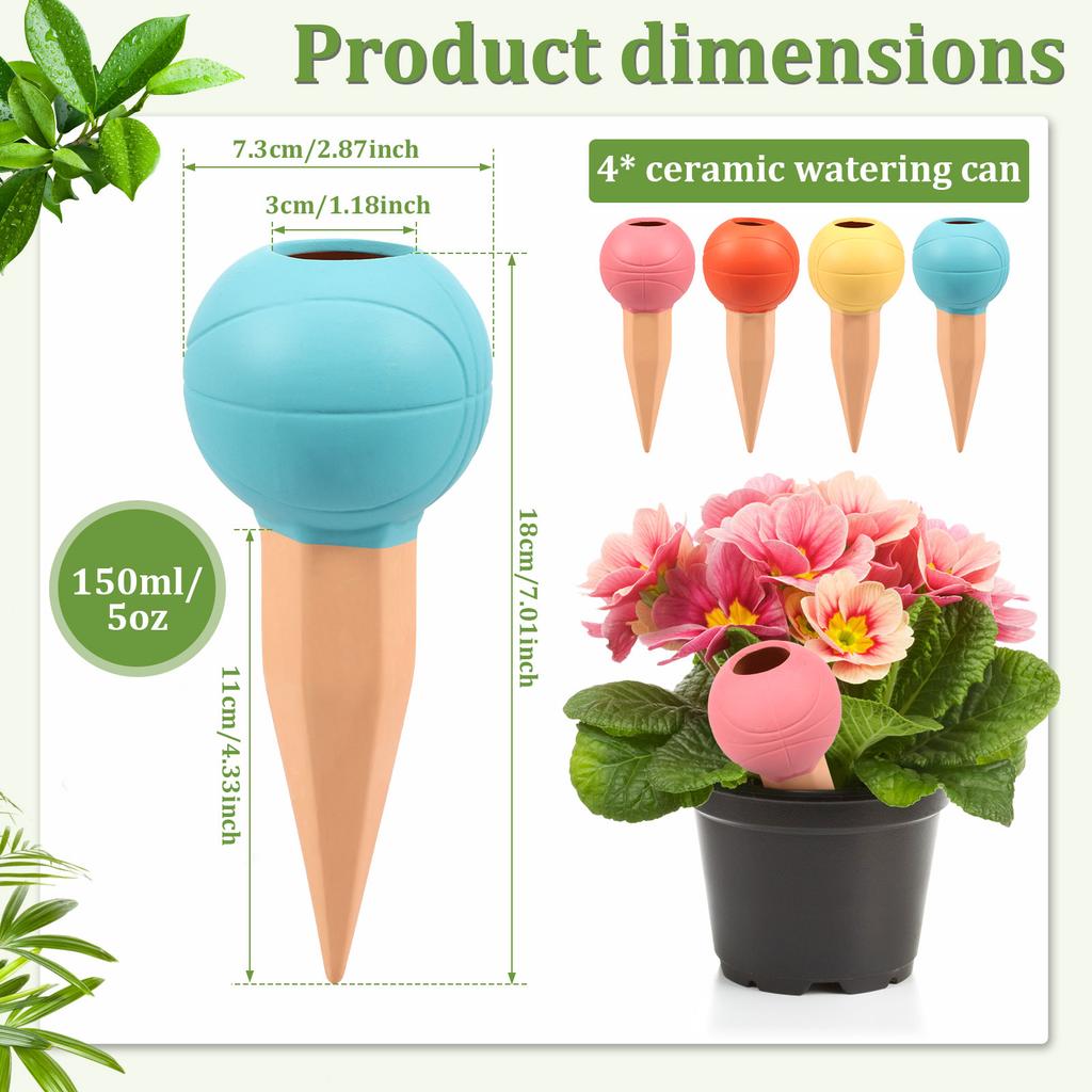 4Pcs Plant Watering Globe 150ml Automatic Watering Spike Flower Pot Self Watering Device Drip Irrigation System Garden Decor