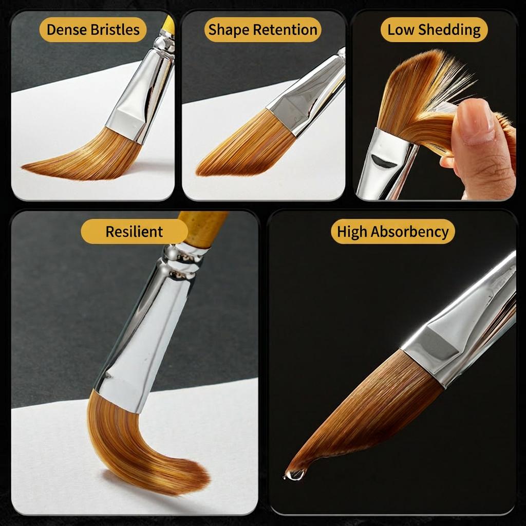 4pcs Nylon Squirrel Hair Brushes Angular Professional Artist Brushes Mixed Bristle Paint Brushes Comfortable For Oil Painting
