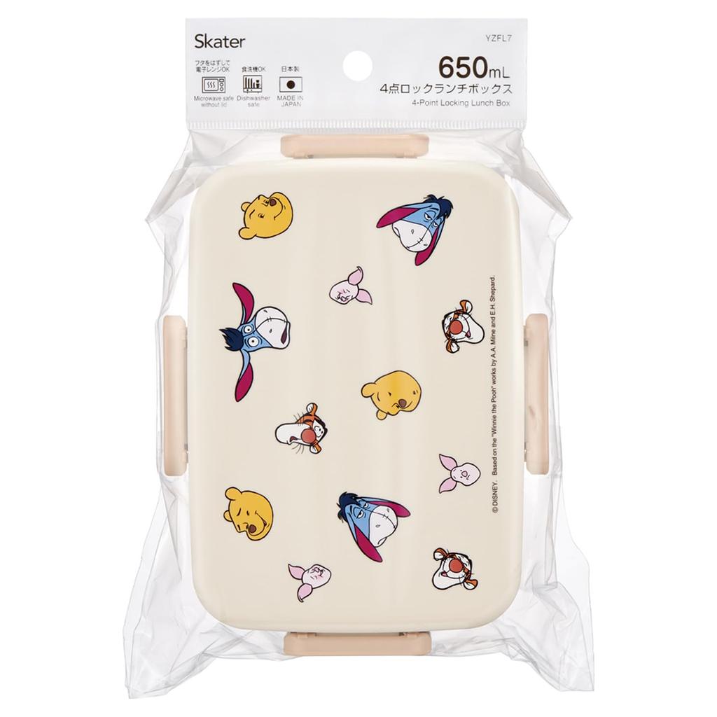 Skater Adult Bento Single Dishwasher and Microwave Made in Disney Winnie the Pooh Funny Face Box, 4-Point Lock, Tier, 650ml, Safe, Japan, Pooh, &