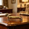 Vintage Brass Dachshund Statue Mini Standing Dog Sculpture Collectible Animal Ornament for Home Office Bookshelf Desktop Decor