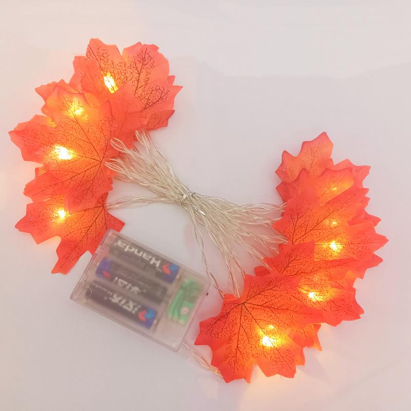 LED Pumpkin Maple Leaf String Lights for Halloween Decor 1.5m 10 Lights 2xBattery Box Stable