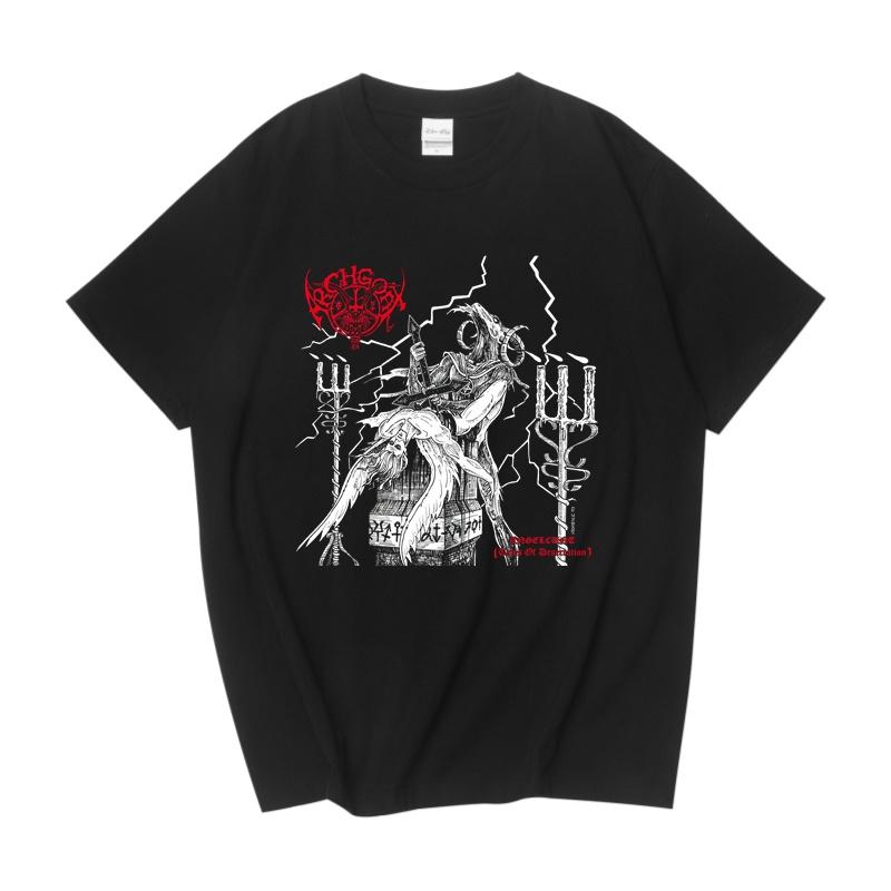 

Finnish Archgoat Death Black Metal Band Related Rock Dark Style ShortSleeved TShirt Loose Cotton Version S