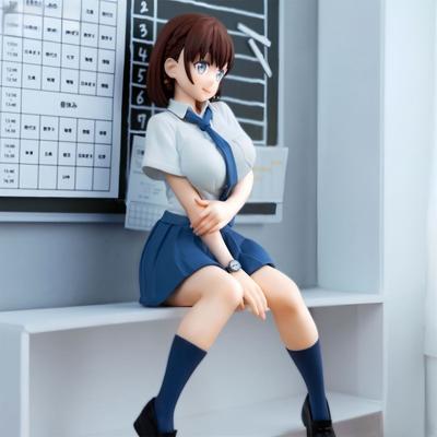 Instant Noodles Press Small Love Sauce Two-dimensional School Uniform Animation Instant Noodles Figure Beautiful Girl Scenery Model Statue Car Ornamen