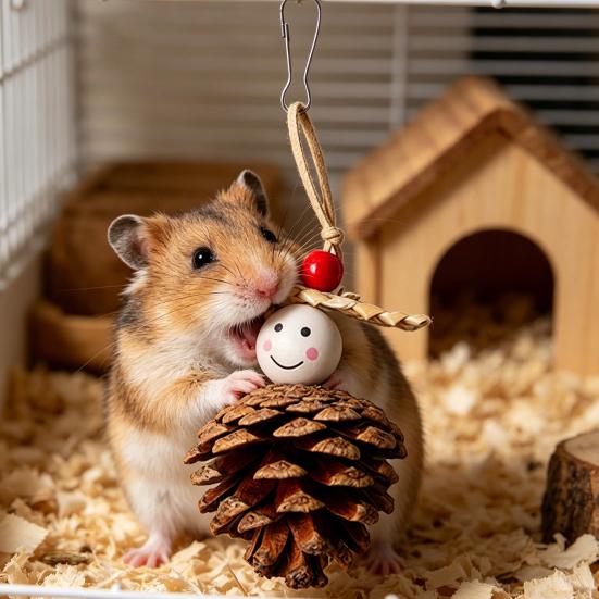 Kiefernzapfen Papageienspielzeug Haustier Zahnungsspielzeug Natürliches Kauspielzeug Haustierkäfig Hängespielzeug für Papageien Hamster Chinchillas Beißinstinkt