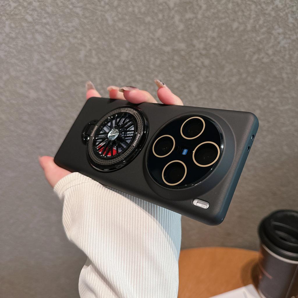 VOERO For vivo X100 Pro 5G Kickstand Phone Case Tempered Glass Lens Protector