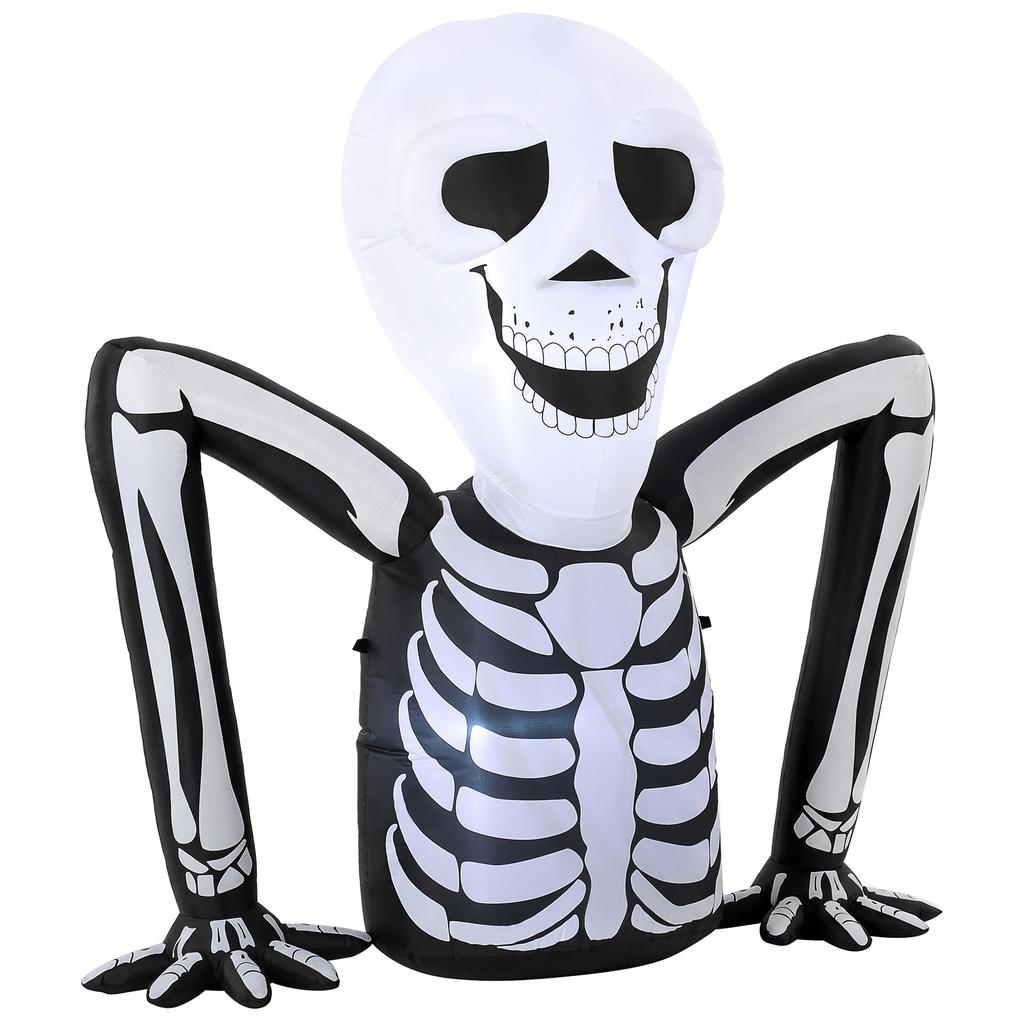 Inflatable Ground Crawling Skeleton, Scary Halloween Decoration with Built-in LED Lights for Indoor Outdoor Decor