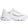 Skechers D'Lites 1.0 Leather Low Top Chunky Sneakers Women's White Silver 896235-WSL