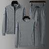 Men's Plus Size Cotton Sportswear Set: Stand Collar Jacket & Crew Neck Sweatshirt, Two or Three Piece Casual Set