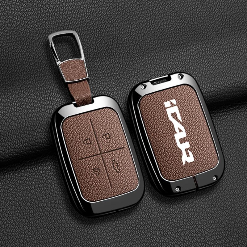 For Chery iCAR iCAUR V23 2025 2026 Zinc Alloy Leather Car Key Case Electric Vehicle Remote Key Shell Bag Key Protective Cover