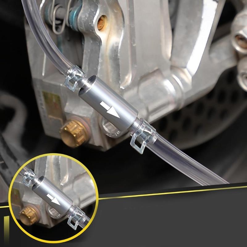 Motorcycle Brake Bleeder Kit with Caps and Clamp Brake Bleeder Hose One Way Check Valves Tube Bleeding Tool Bleeder Hose