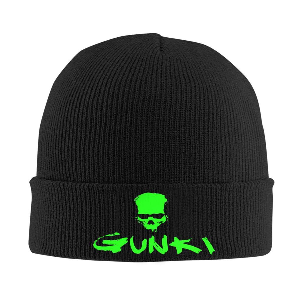 Gunki Logo Angling Skull Fishing Gunki Warm Knitted Cap Fashion Bonnet Hat Autumn Winter Outdoor Beanies Hats for Unisex Adult