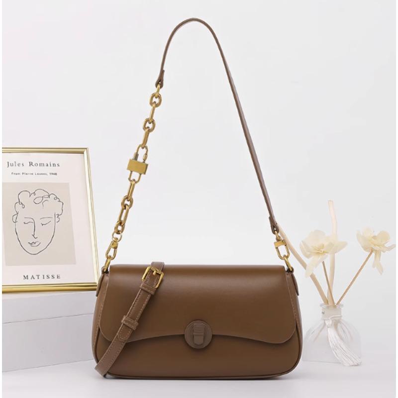 Leather Bag New Spring and Summer Retro Bag Women's Underarm Bag High-end Niche Design Shoulder Messenger Bag