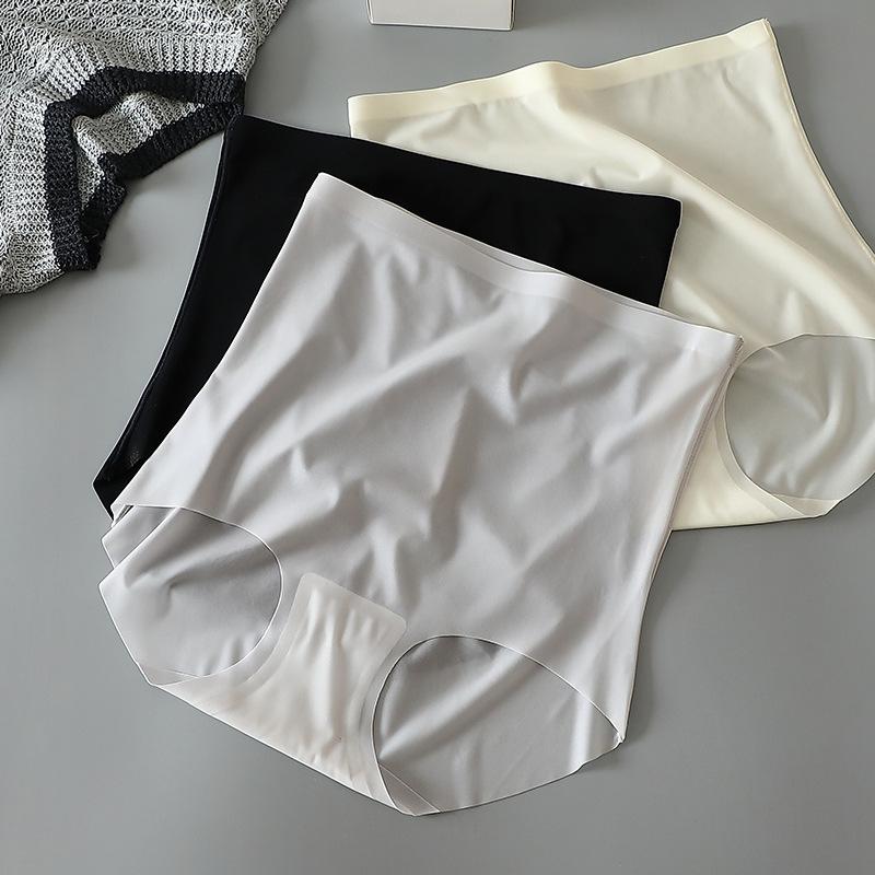 Skin Friendly and Breathable Ice Facial Mask High Waist Panties Seamless No Curling Edges Light and Thin Solid Color Triangle Women’s Panties