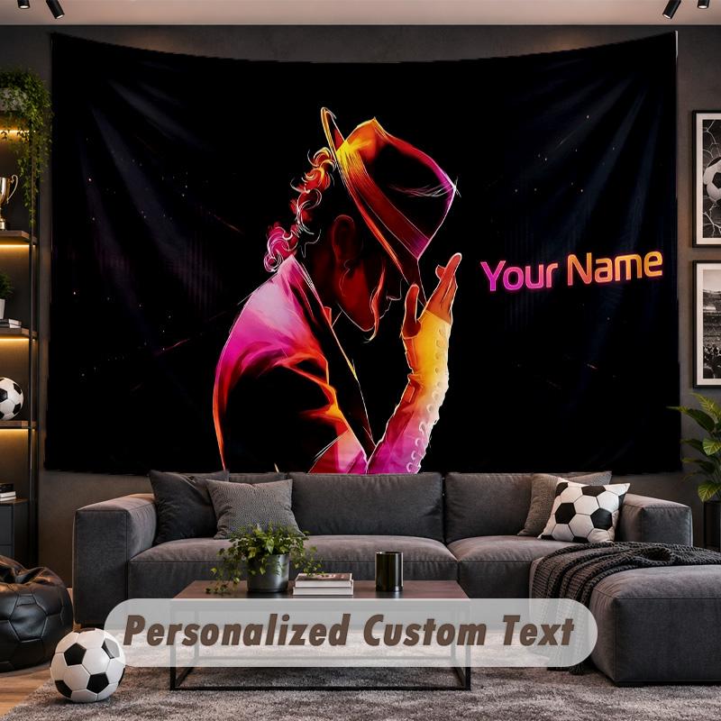 Michael Jackson Personalized Tapestry Support Custom Name, Wall Art Home Decoration