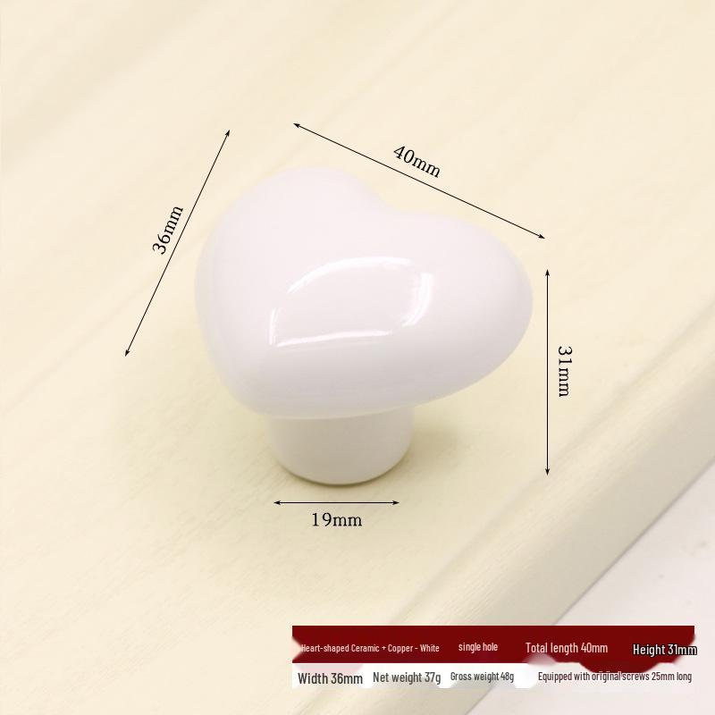 Colorful Heart-Shaped Ceramic Drawer Handle