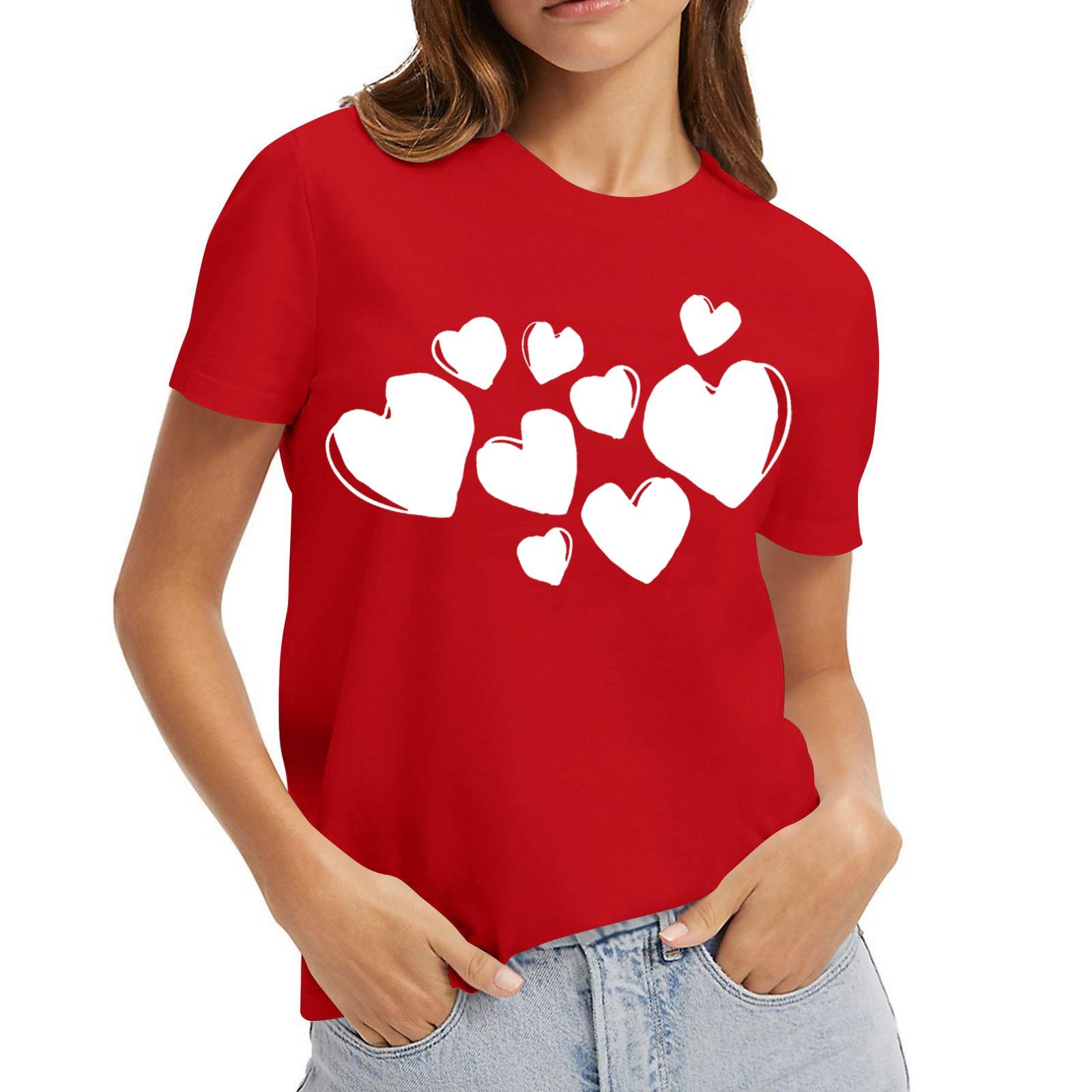 

Женский повседневный свитер с короткими рукавами и круглым вырезом с принтом ко Дню святого Валентина XL белый