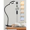 Clip on Lamp,5 Colors+10 Brightness LED Desk Lamp with Clamp,550lm Bright Clip on Light for Bed Headboard/Bedside Table,360°Adjustable Reading Light