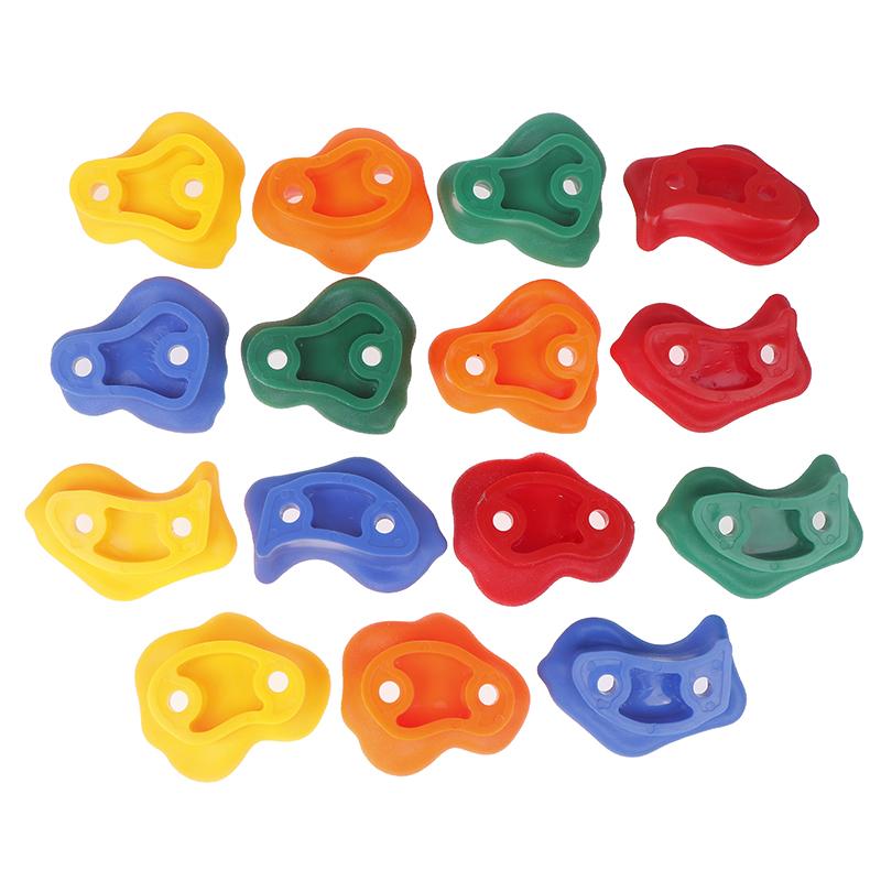 5Pcs Double Hole Plastic Rock Climbing Holds Toys For Boys Games Child Wood Wall Climbing Stones Random Color Outdoor Sports Toy