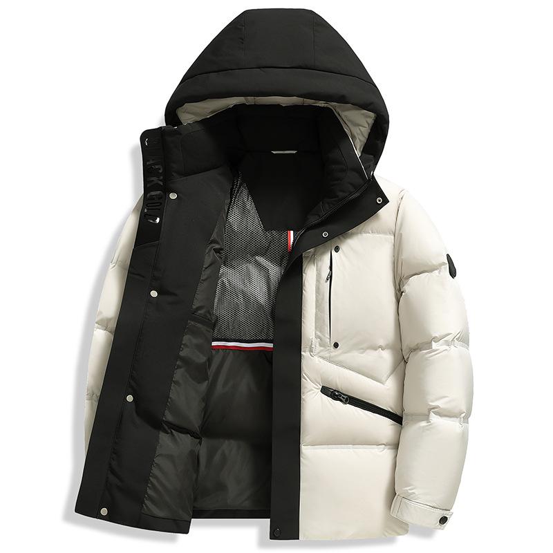 Men's 90% Duck Down Puffer Jacket - Short, Thick, Hooded Winter Coat for Extreme Cold Protection