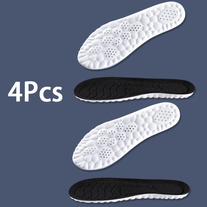 4PCS Soft Breathable Sports Insoles for Men & Women with Arch Support Shock-Absorbing Elastic Sneakersoles for Odor Resistance
