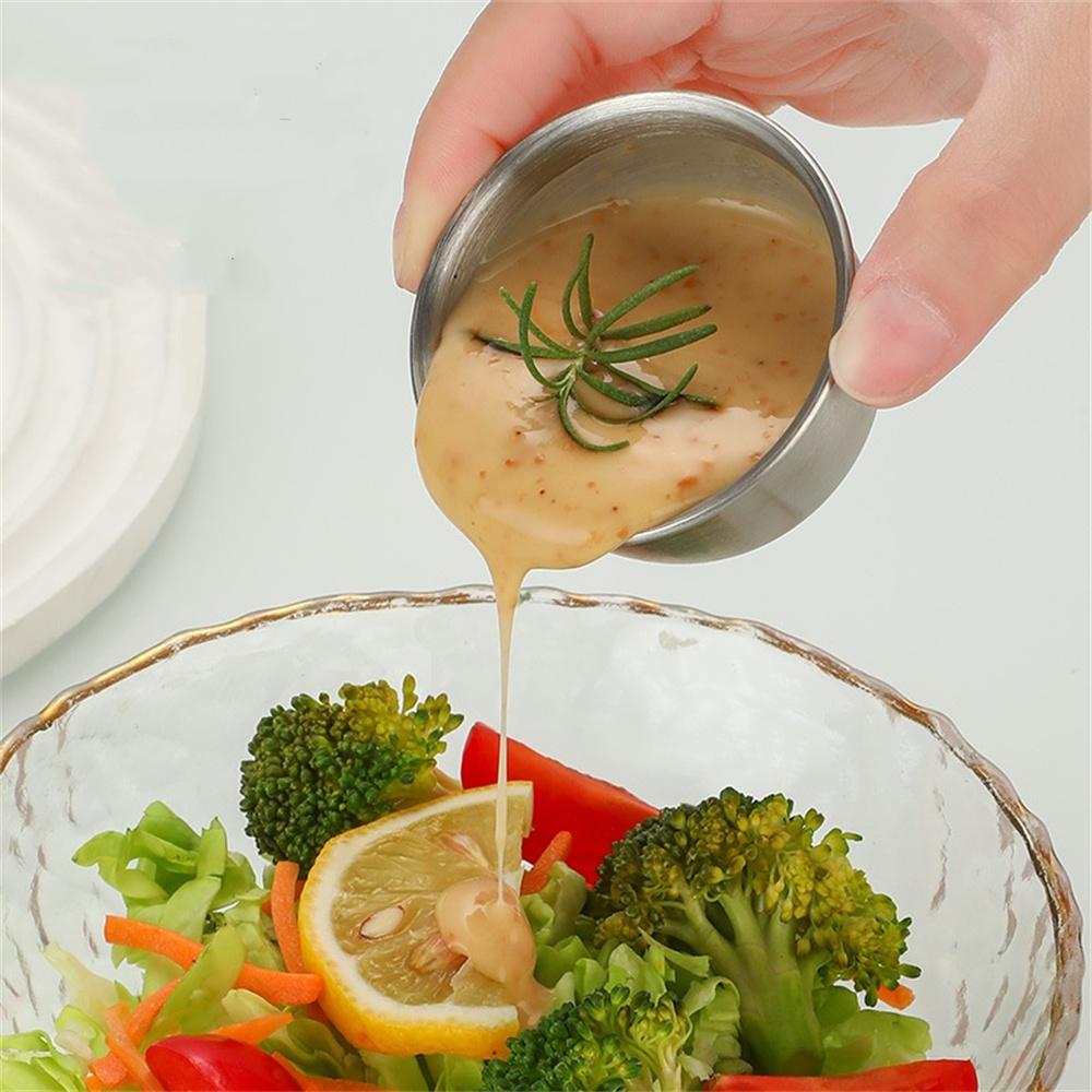 Dipping Sauce Cup Salad Dressing Cup Leak Proof Salad Dipping Storage Box with Lid Stainless Steel Sauce Seasoning Container