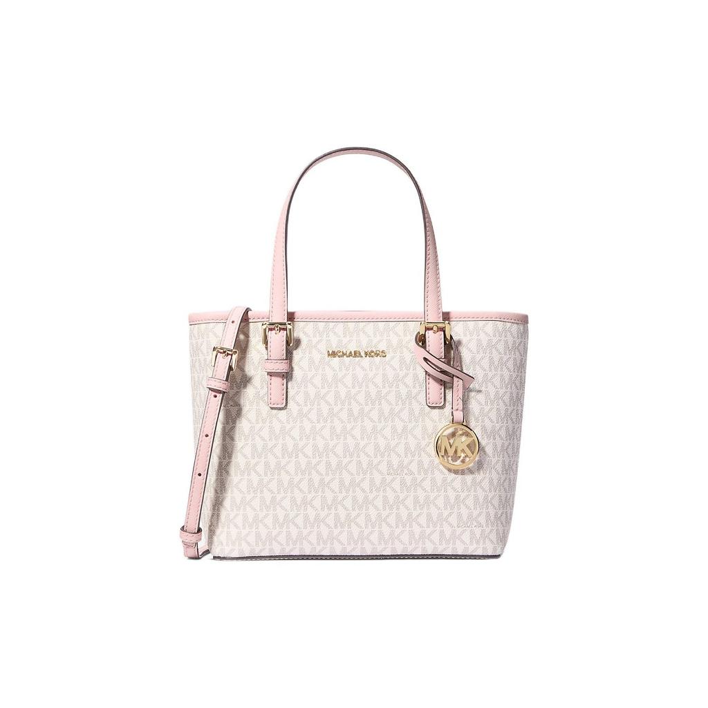 Michael Kors MK Jet Set Monogram Color Block Commuter Leather Tote Bag Women Tote Vanilla-White 35T9GTVT0B-640