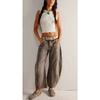 Jeans larghi a vita media-bassa da donna, vestibilità rilassata, casual, con cuciture sul ginocchio, lavaggio vintage, pantaloni lunghi in denim, streetwear quotidiano, autunno, pantaloni larghi in denim