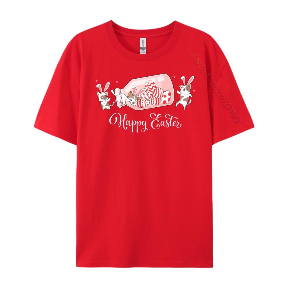 Cute Funny Cat Easter Bunny Kittens Easter Eggs XS Graphic T Shirts Brand Clothing Designer T Shirt Men T Shirt Loose S