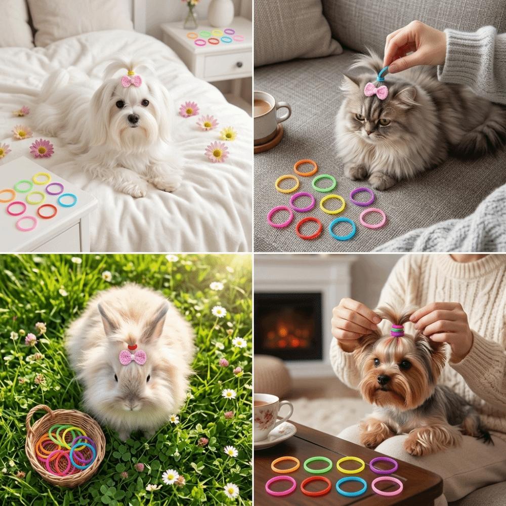 No Hurt High Elastic Pet Hair Bands Anti-Oxidant Colorful Cat Grooming Elastics Soft Thin Dog Braiding Ties Long Haired Pets