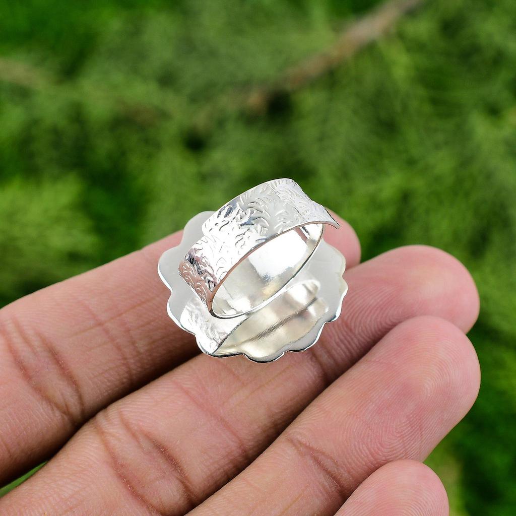 Wedding Gift For Her 925 Silver Natural Plume Agate Multi Stone Adjustable Ring