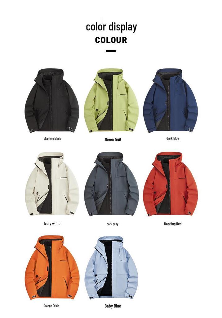 Men's & Women's 3-in-1 Detachable Hooded Jacket - Windproof, Waterproof, for Spring/Autumn Hiking & Mountaineering