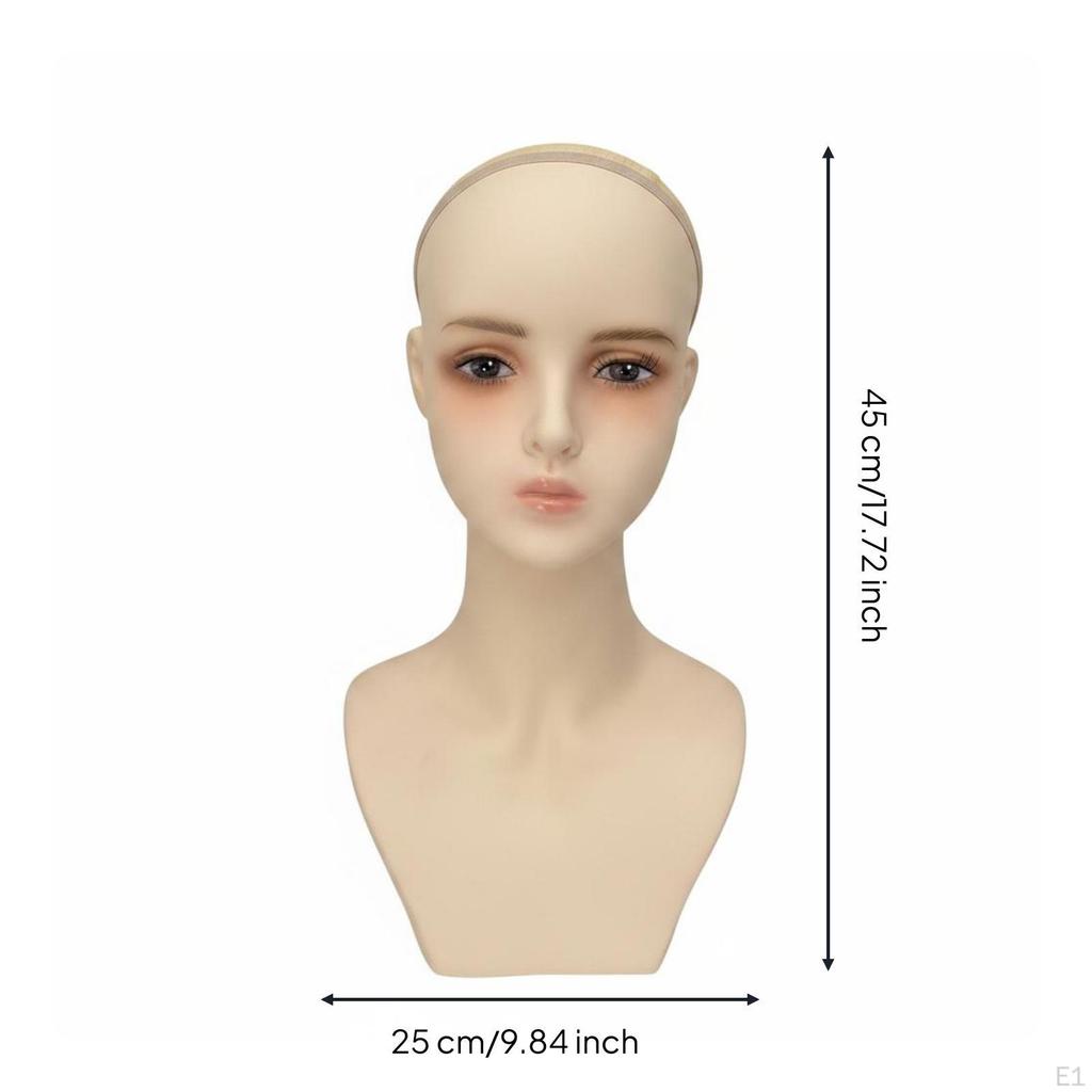 Hairpiece Display Head Makeup Practice Realistic Female Model Facial Features for Salon