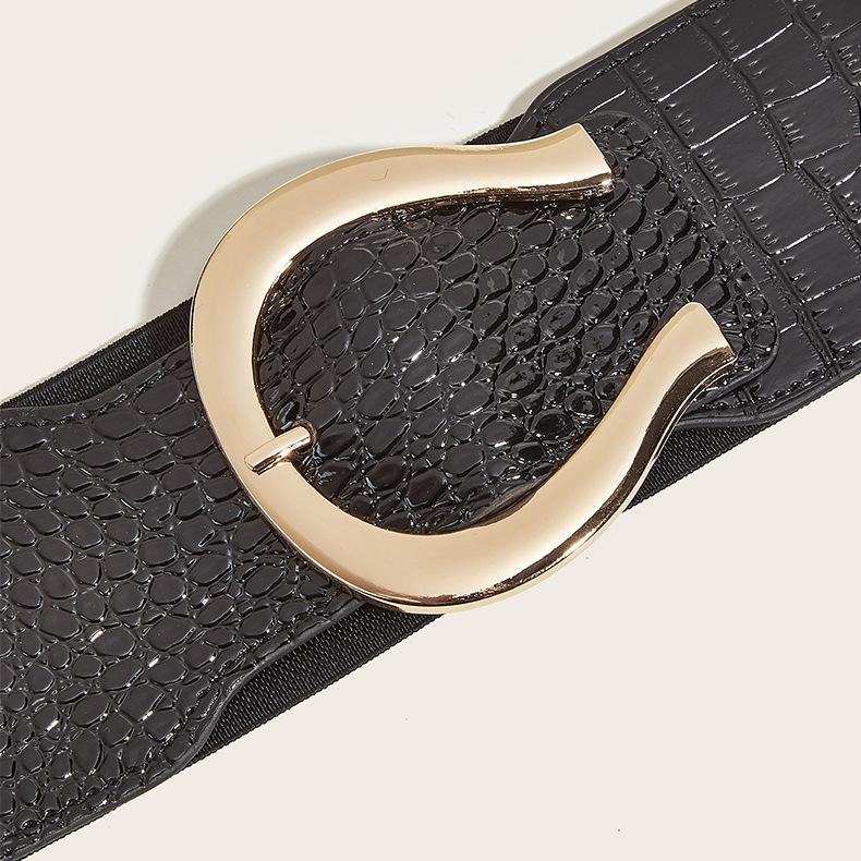 Wind Ladies Wide Belt Retro Elastic Elastic Waist Seal Dress Waist Decoration