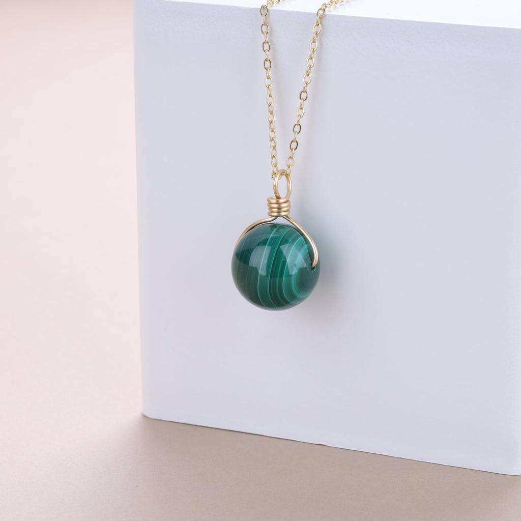 16mm Malachite Purifying Power Stone Necklace for Women [Koai]