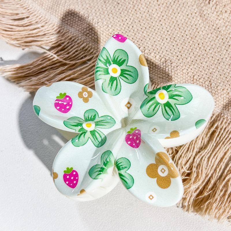 Uv-printed Frangipani HairpinFemale Seaside Vacation Back of The Head HairpinShark Clip
