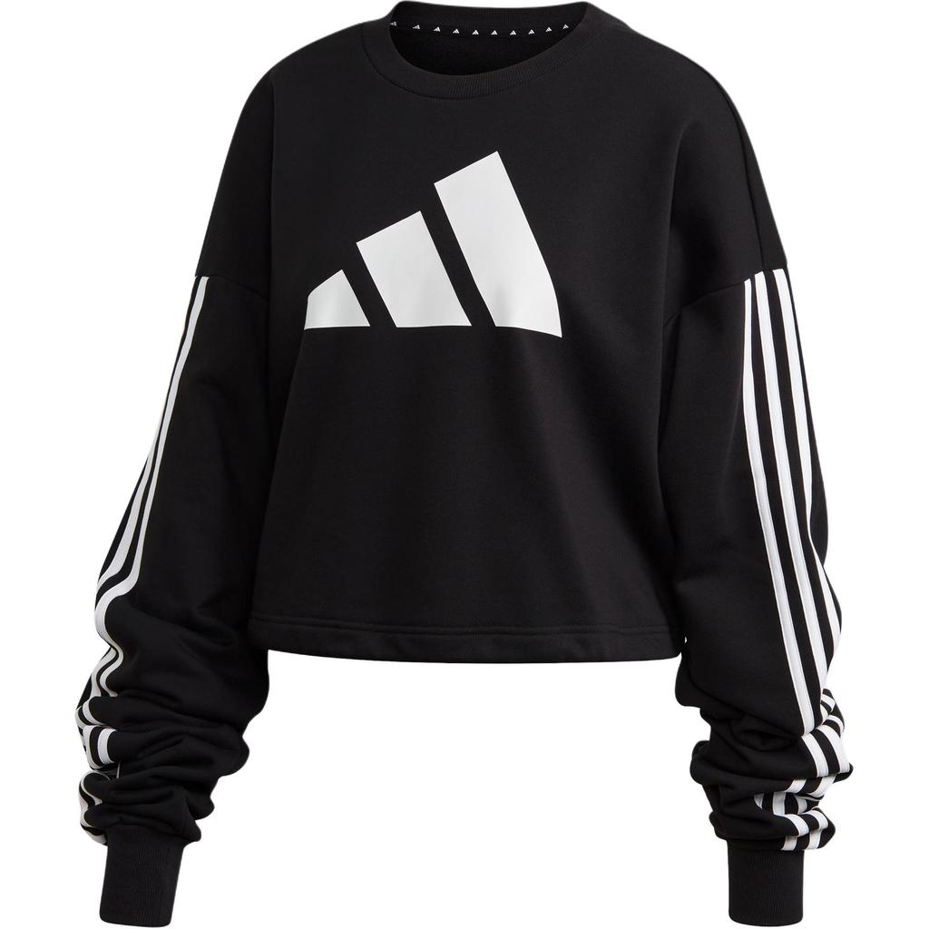 Adidas Sport Lifestyle Series Striped Logo Short Casual Pullover Sweatshirt Women sweatshirt Black FI6721