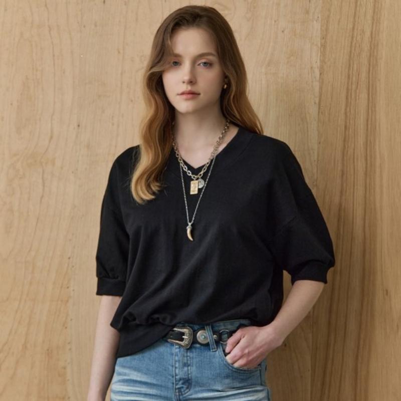 MAXZA V Neck Loose Fit Sweatshirt Ze05qt400na