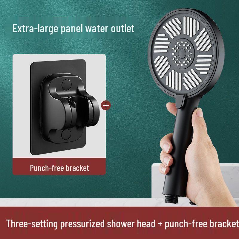 Trycksatt duschhuvud med stor panel och 3 inställningar, inklusive slang - Bath Master Lotusdesign